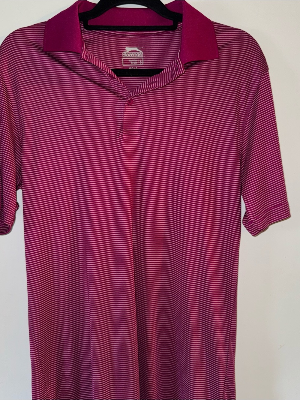 Slazenger Men's Pink Striped Polo Shirt
